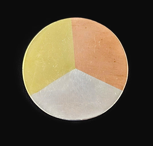 Betty Cooke Jewelry RARE Betty Cooke Sterling Copper Brass Modernist Circle Brooch Circa 1950s