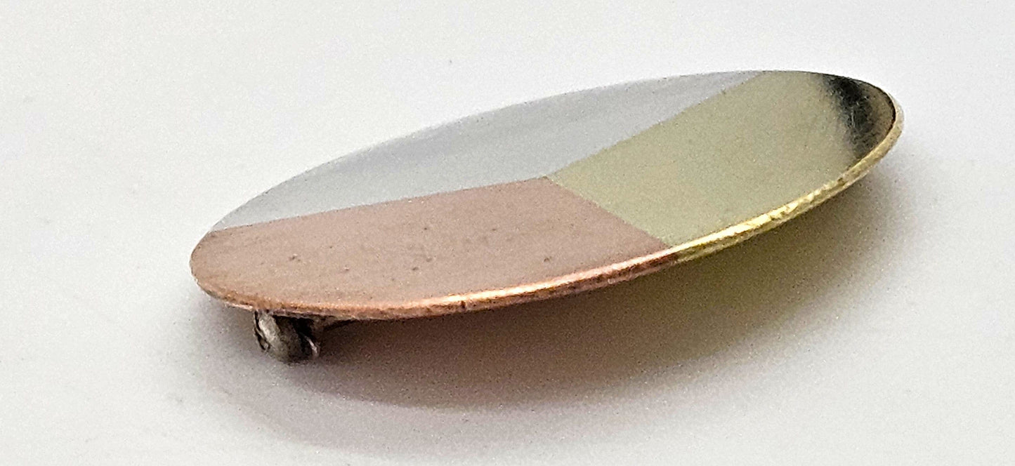 Betty Cooke Jewelry RARE Betty Cooke Sterling Copper Brass Modernist Circle Brooch Circa 1950s