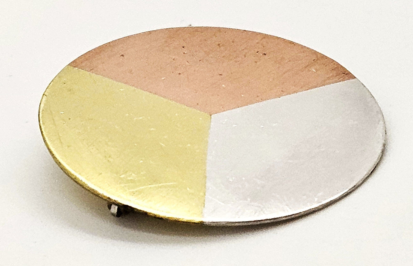 Betty Cooke Jewelry RARE Betty Cooke Sterling Copper Brass Modernist Circle Brooch Circa 1950s