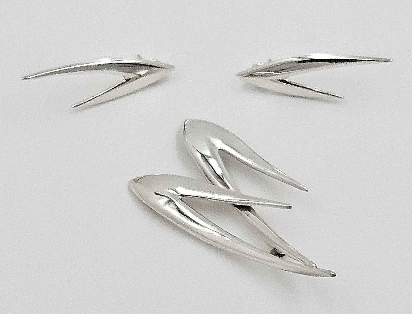 Borresen Lassen Jewelry Børresen Lassen B&L Denmark Sterling 3D Retro Atomic Brooch Earring Set 50s