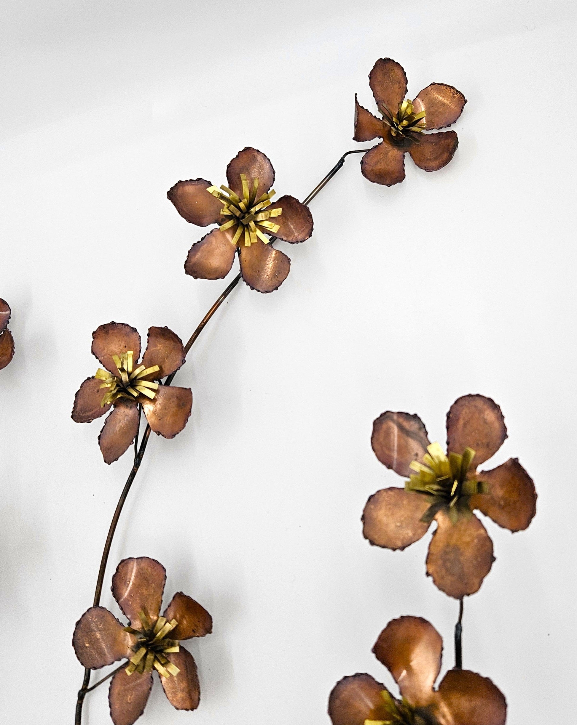C Jere Sculpture Superb C Jere Mixed Metals 3-D Flowers Leaves Branch Wall Art Sculpture 1966