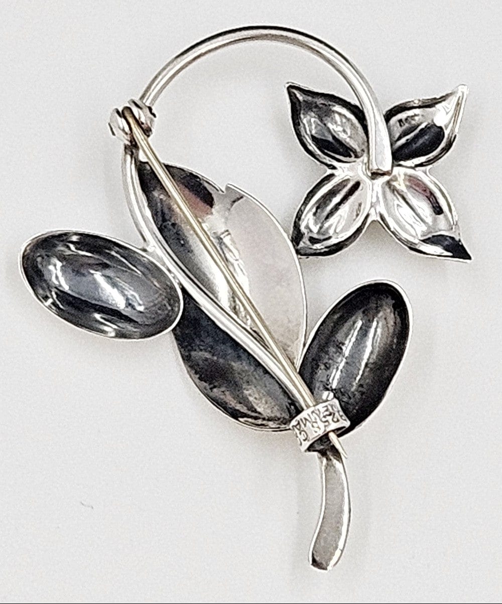 Carl Ove Frydensberg Jewelry Danish Designer COF Frydensberg Sterling 3D Flower Brooch Circa 1950s