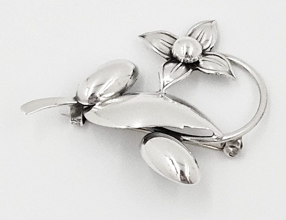 Carl Ove Frydensberg Jewelry Danish Designer COF Frydensberg Sterling 3D Flower Brooch Circa 1950s