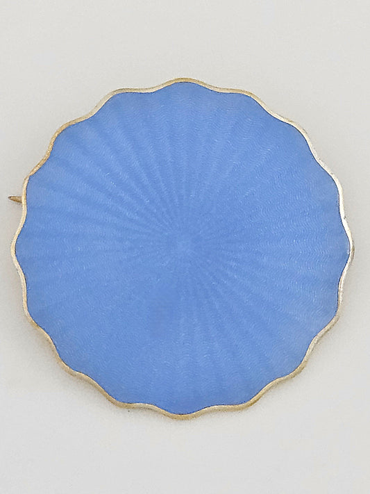 David Andersen Jewelry David Andersen Norway Large Gilt Sterling & Sky Blue Enamel Brooch 1888-1925