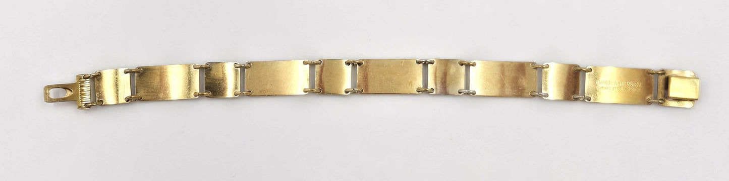David Andersen Jewelry David Andersen Norway Sterling & Enamel Art Deco Floral Panel Link Bracelet 40s