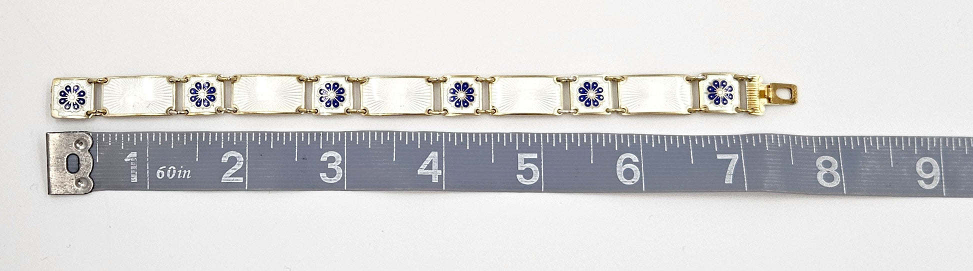 David Andersen Jewelry David Andersen Norway Sterling & Enamel Art Deco Floral Panel Link Bracelet 40s