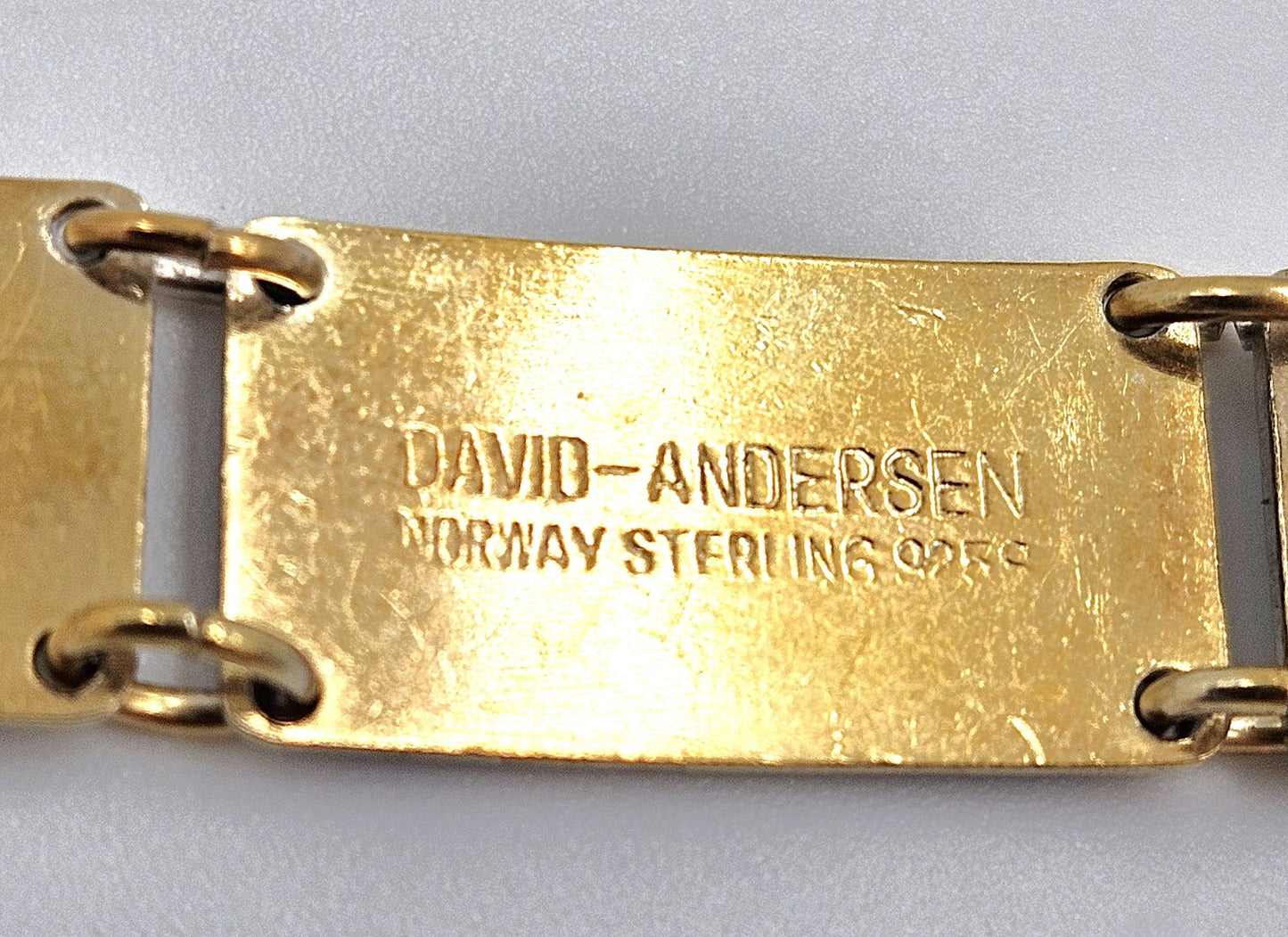 David Andersen Jewelry David Andersen Norway Sterling & Enamel Art Deco Floral Panel Link Bracelet 40s