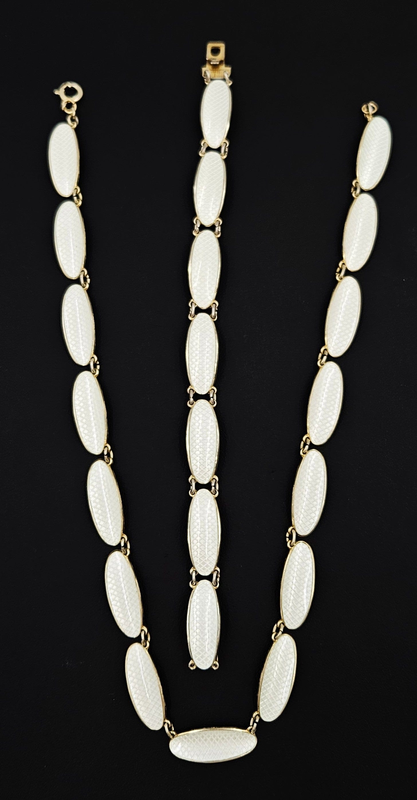 David Andersen Jewelry David Andersen Norway Sterling Enamel Modernist Necklace Bracelet Set 1950s