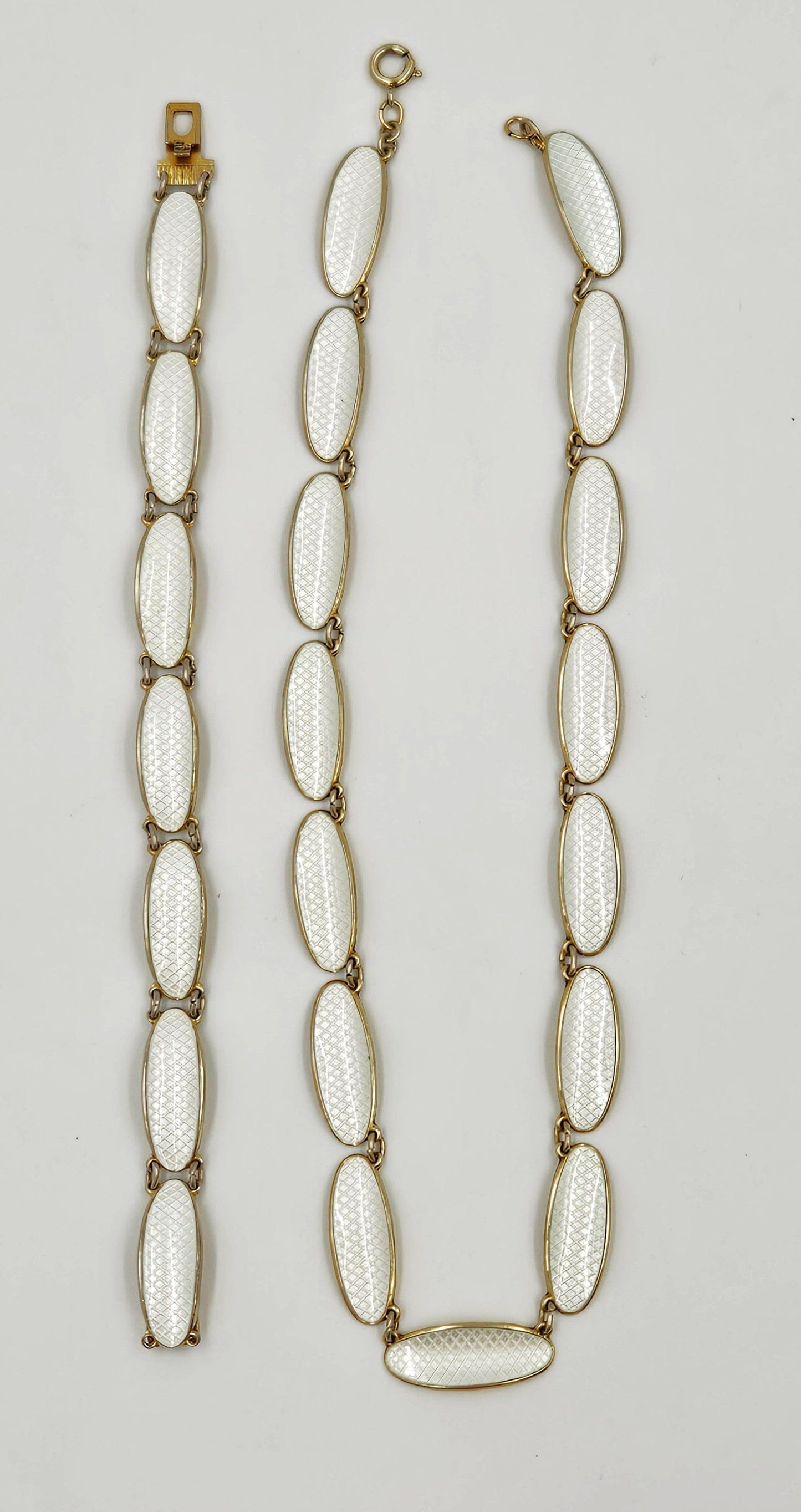 David Andersen Jewelry David Andersen Norway Sterling Enamel Modernist Necklace Bracelet Set 1950s