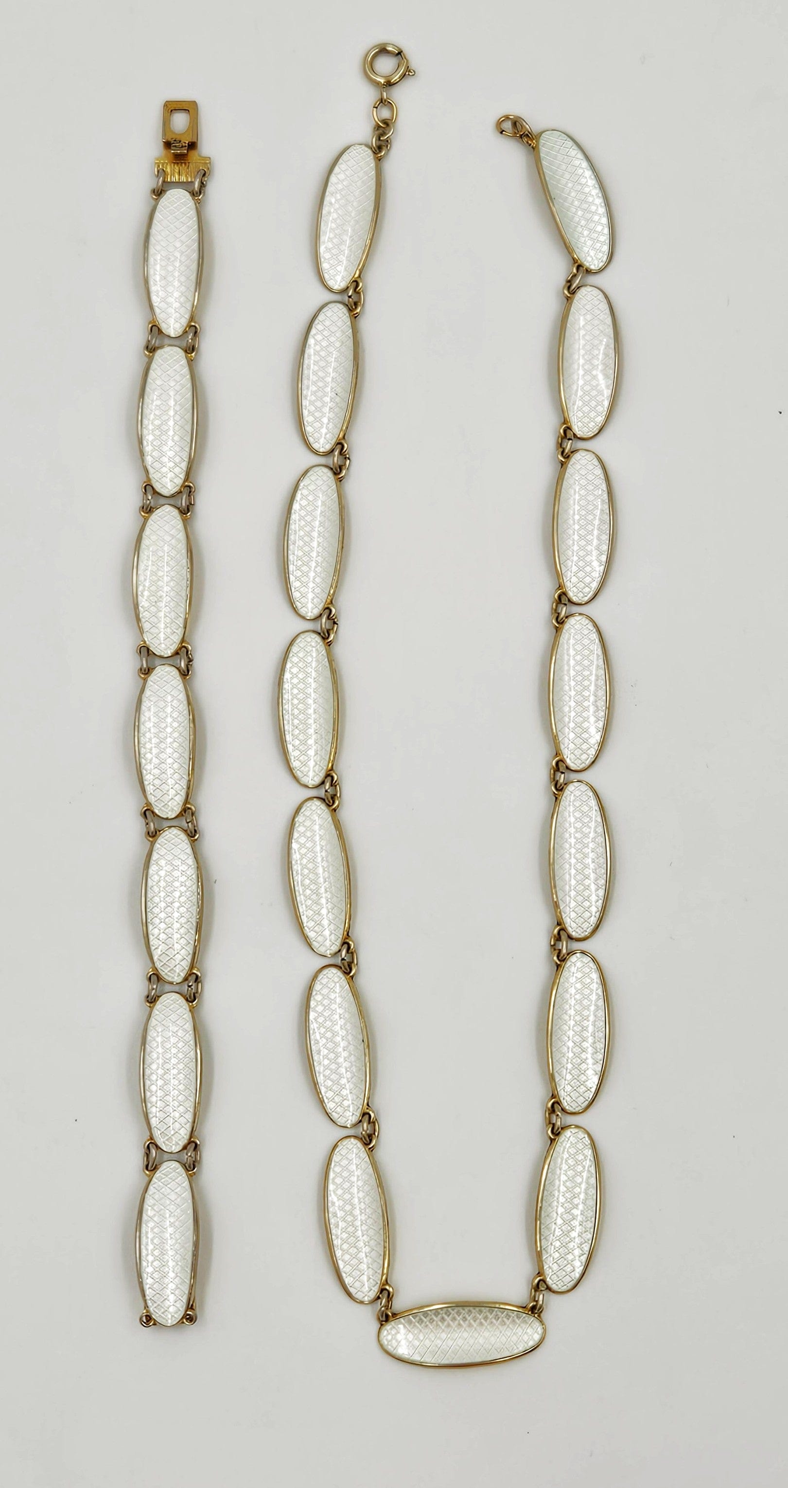 David Andersen Jewelry David Andersen Norway Sterling Enamel Modernist Necklace Bracelet Set 1950s