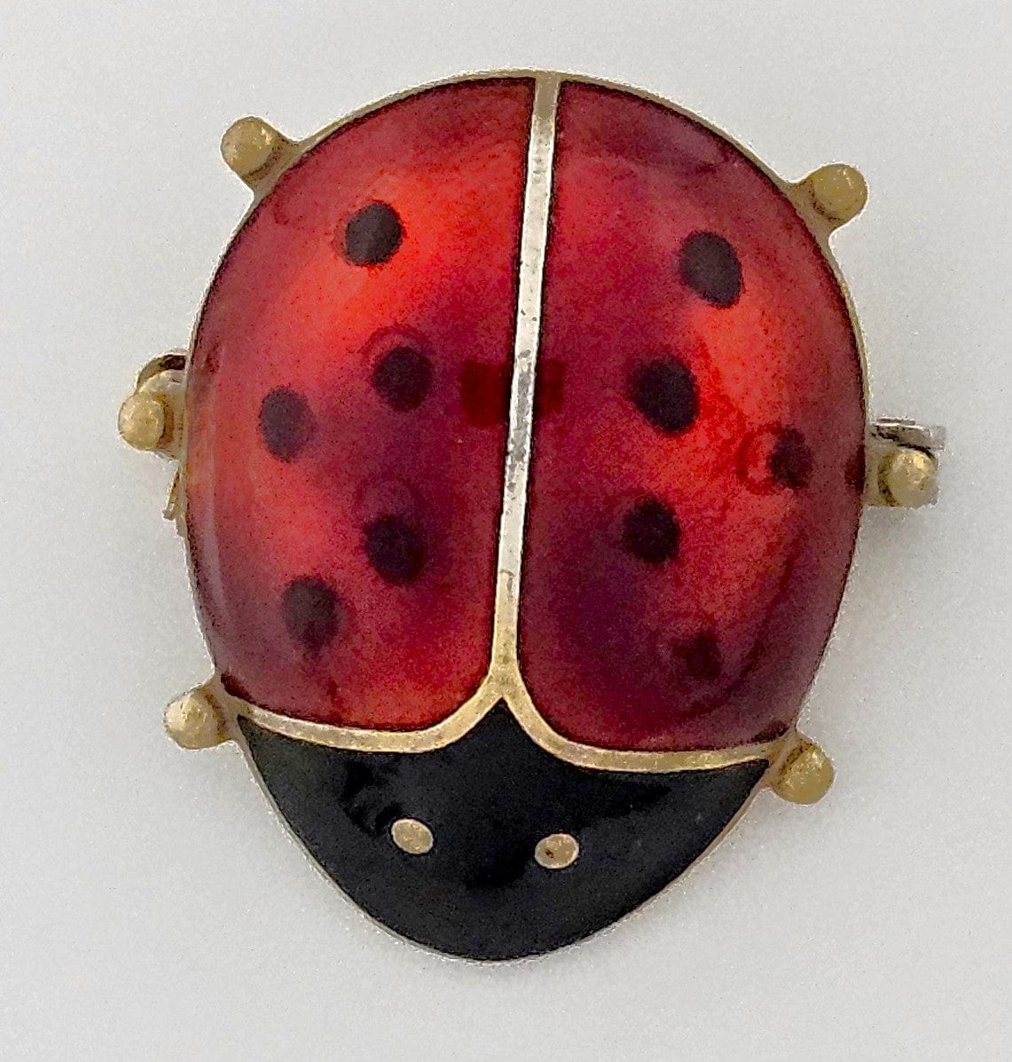 David Andersen Jewelry David Andersen Norway Sterling & Guilloche Enamel Ladybug Brooch Circa 1950s