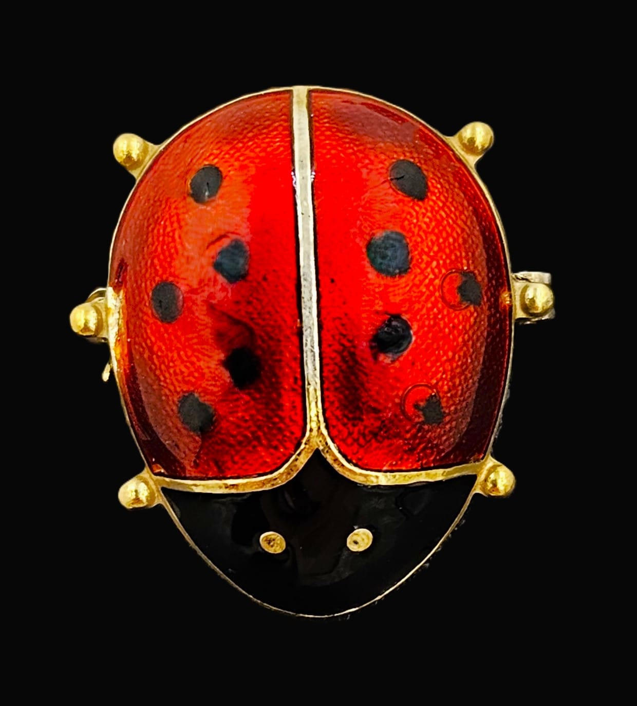 David Andersen Jewelry David Andersen Norway Sterling & Guilloche Enamel Ladybug Brooch Circa 1950s