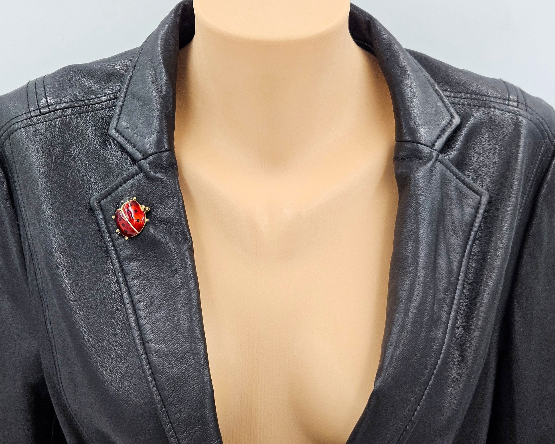 David Andersen Jewelry David Andersen Norway Sterling & Guilloche Enamel Ladybug Brooch Circa 1950s