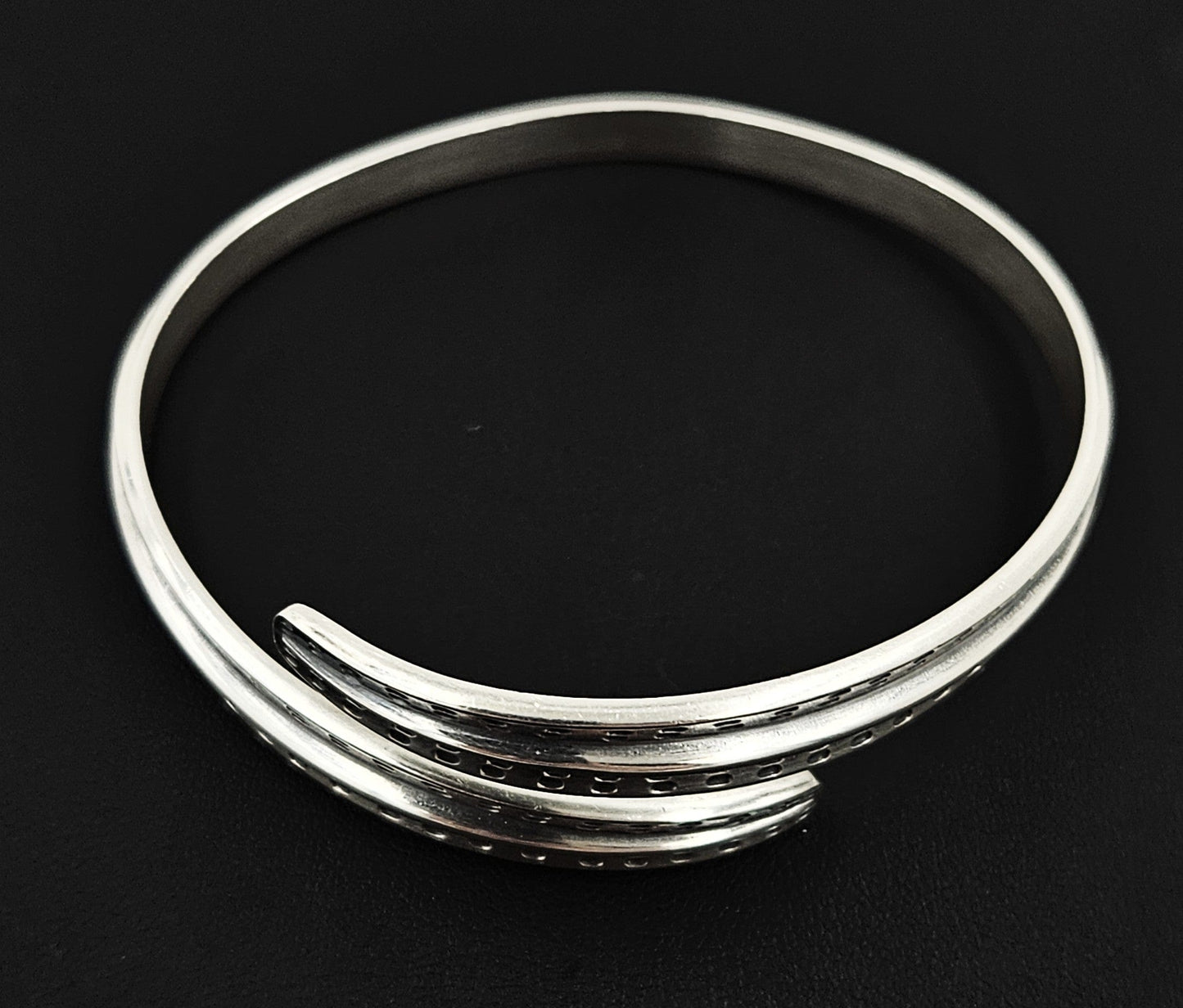 David Andersen Jewelry David Andersen Norway Sterling Viking Saga Series Bi-Pass Bangle Circa 1960's
