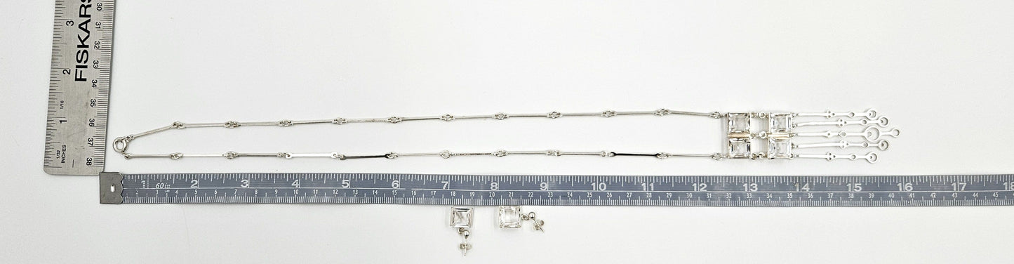 David Andersen Jewelry David Andersen Sterling Clear Quartz Necklace Earrings Set