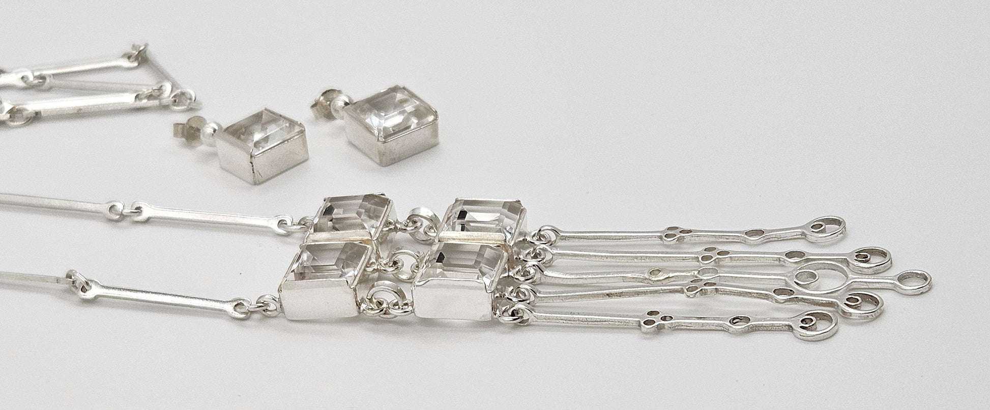 David Andersen Jewelry David Andersen Sterling Clear Quartz Necklace Earrings Set