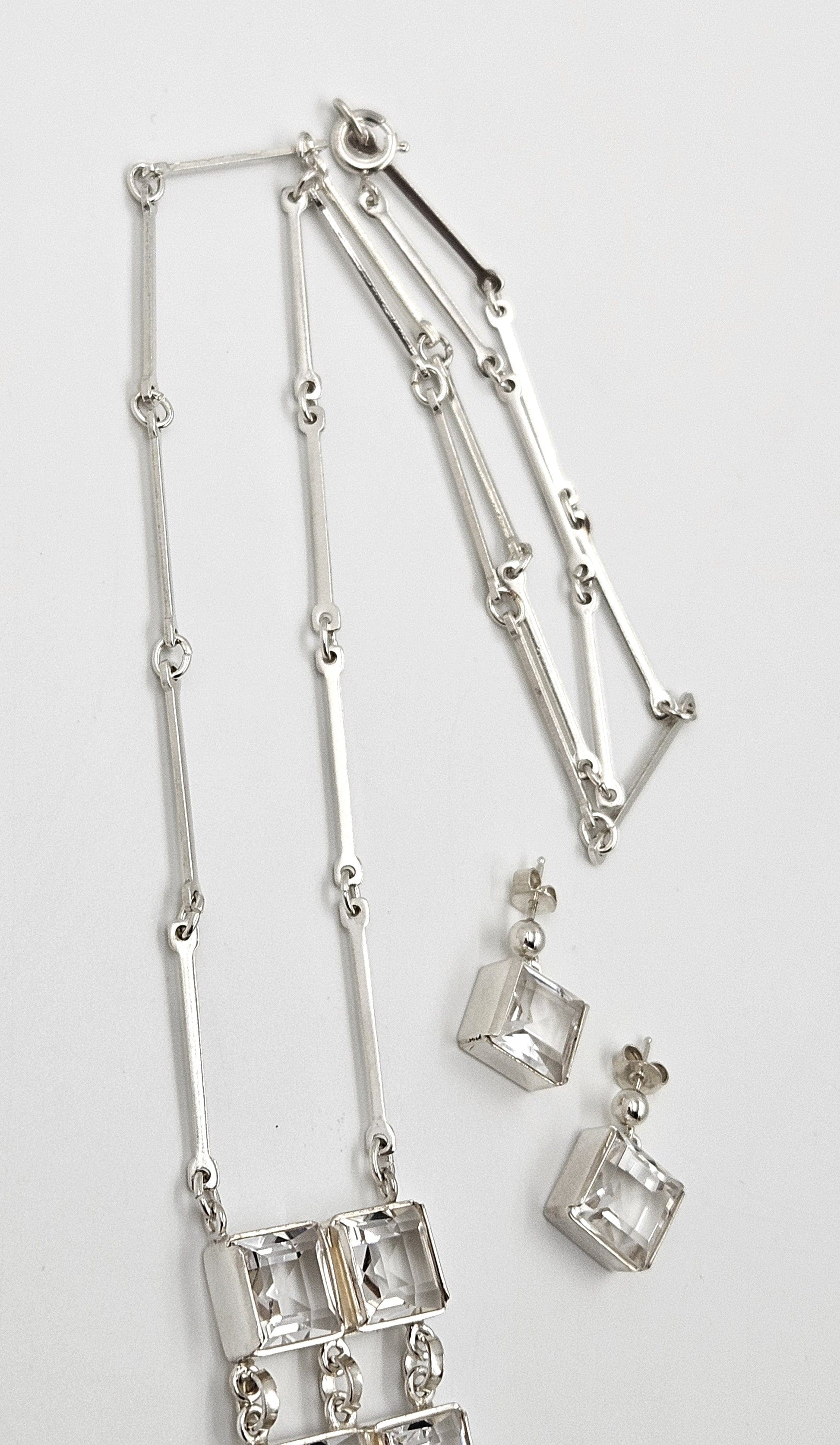David Andersen Jewelry David Andersen Sterling Clear Quartz Necklace Earrings Set