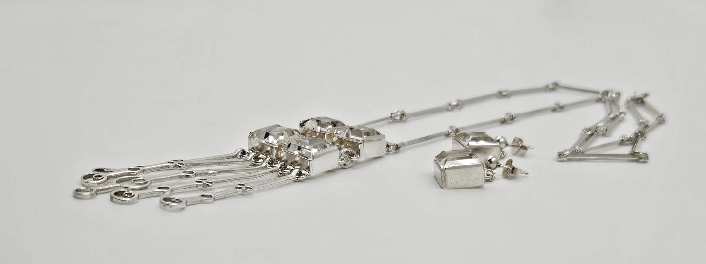 David Andersen Jewelry David Andersen Sterling Clear Quartz Necklace Earrings Set
