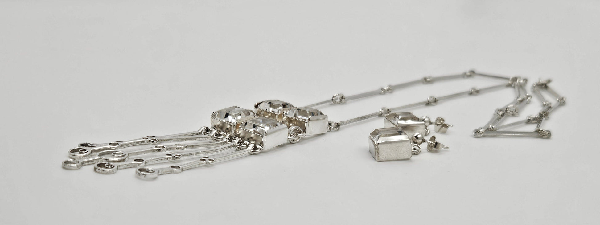 David Andersen Jewelry David Andersen Sterling Clear Quartz Necklace Earrings Set