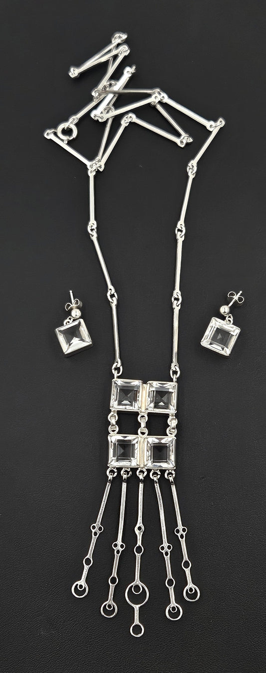 David Andersen Jewelry David Andersen Sterling Clear Quartz Necklace Earrings Set