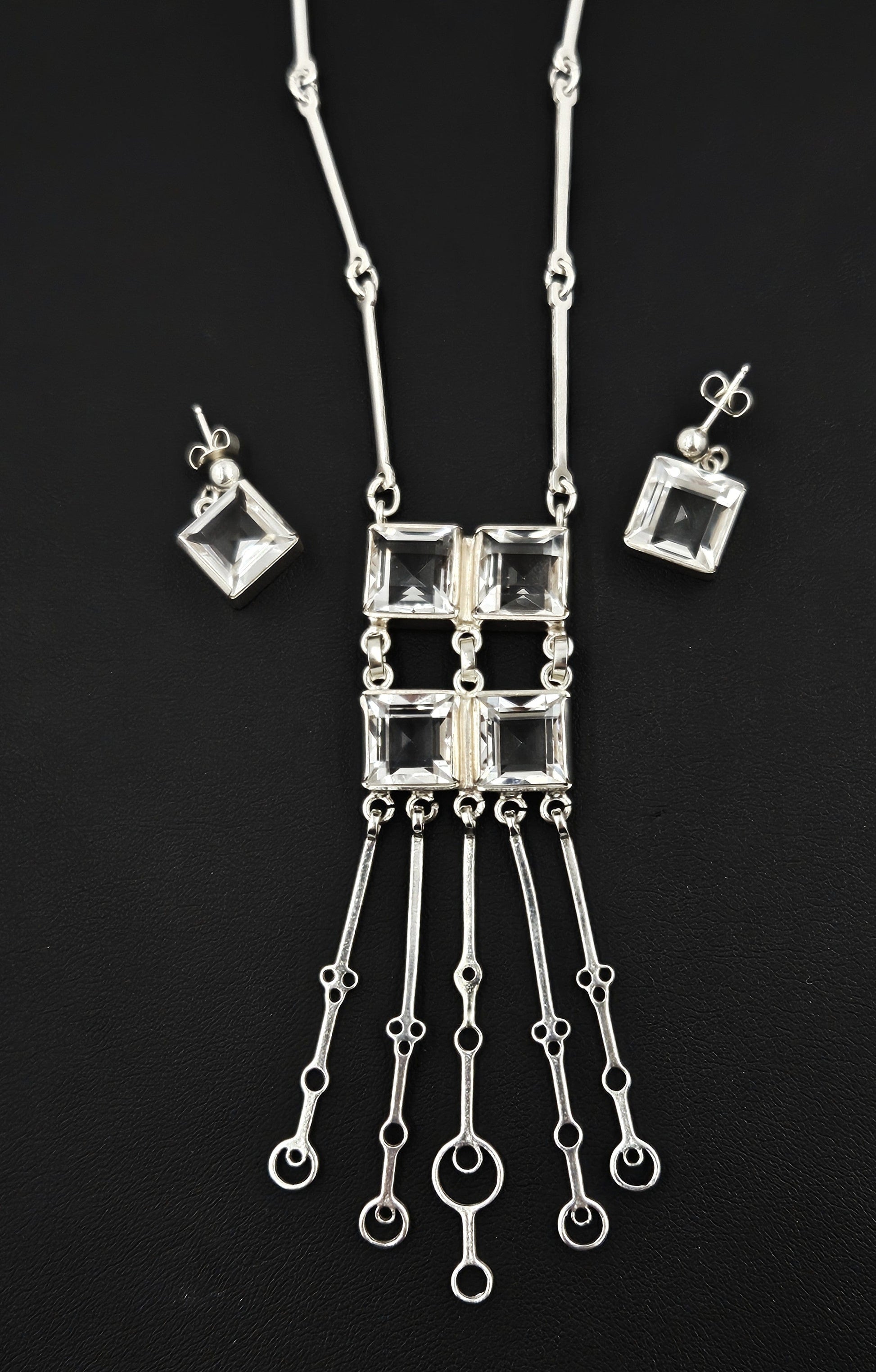 David Andersen Jewelry David Andersen Sterling Clear Quartz Necklace Earrings Set