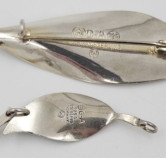 David Andersen Jewelry David Andersen WW Sterling & Enamel Leaves Bracelet and Brooch Set 1950s