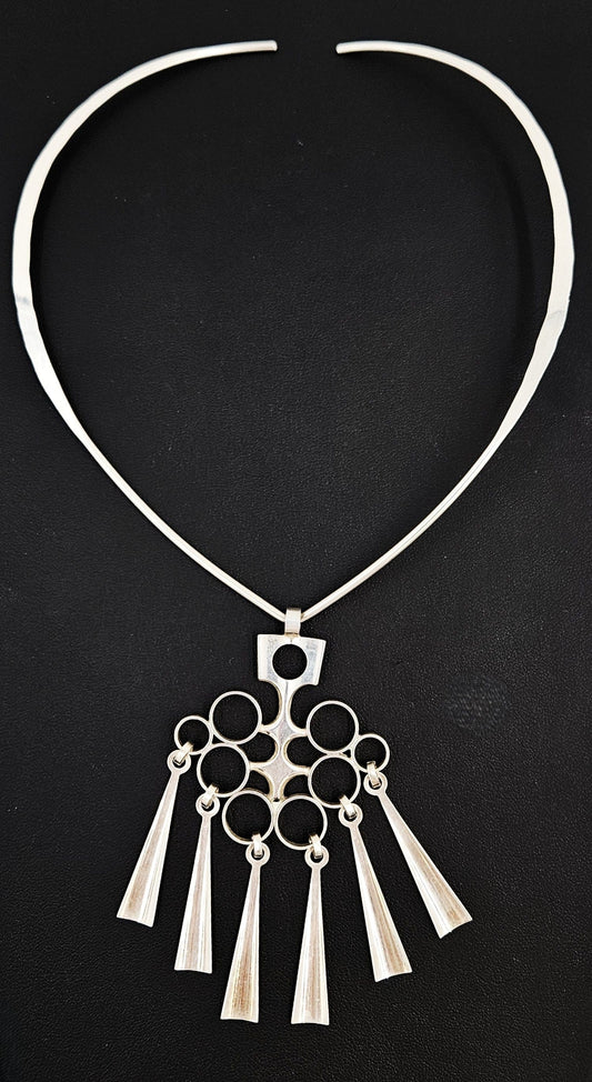 David Andersen Jewelry Rare David Andersen Norway Sterling Modernist XL Articulating Necklace 1960s