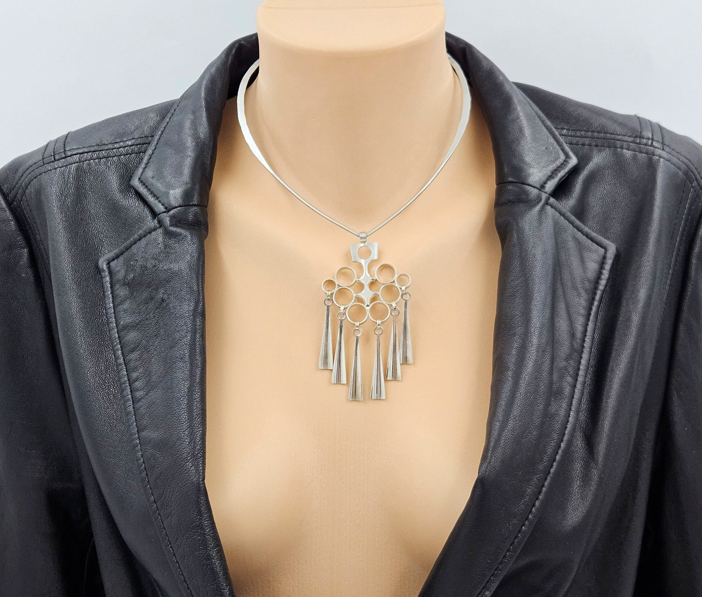 David Andersen Jewelry Rare David Andersen Norway Sterling Modernist XL Articulating Necklace 1960s