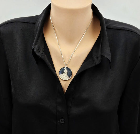 Denmark Sterling Necklace Jewelry Denmark + Sweden Large Sterling Silver Mermaid Coin Pendant Necklace 1981