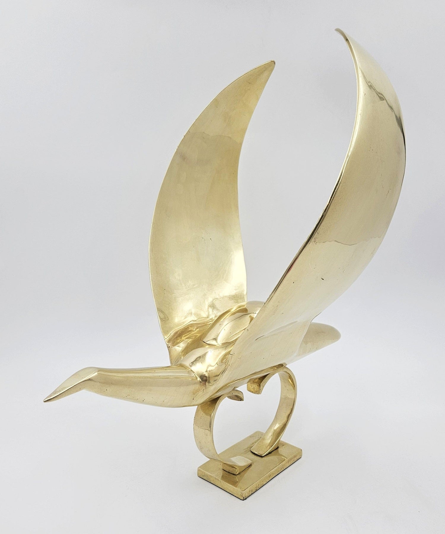 Dolbi Cashier Sculpture Dolbi Cashier Modernist Brass Dove Bird 20" Sculpture Statue Circa 1980
