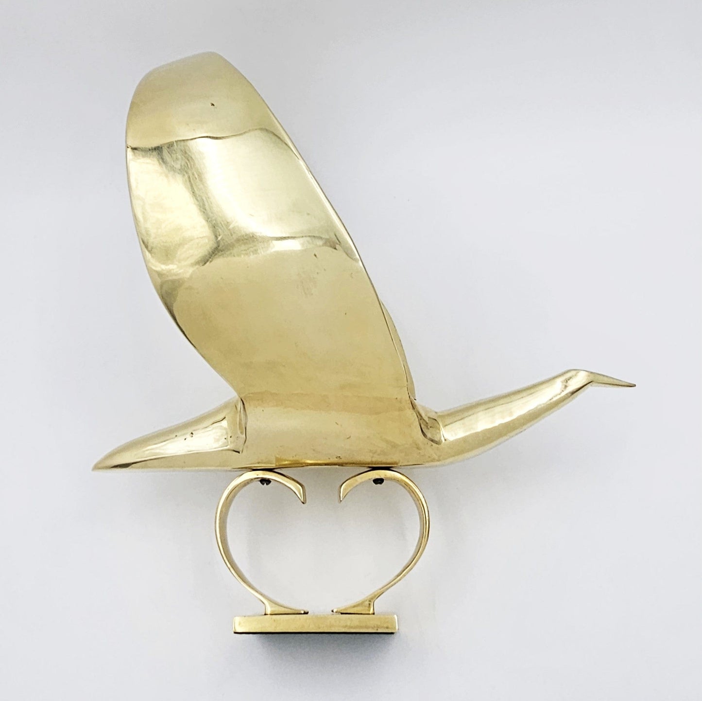 Dolbi Cashier Sculpture Dolbi Cashier Modernist Brass Dove Bird 20" Sculpture Statue Circa 1980