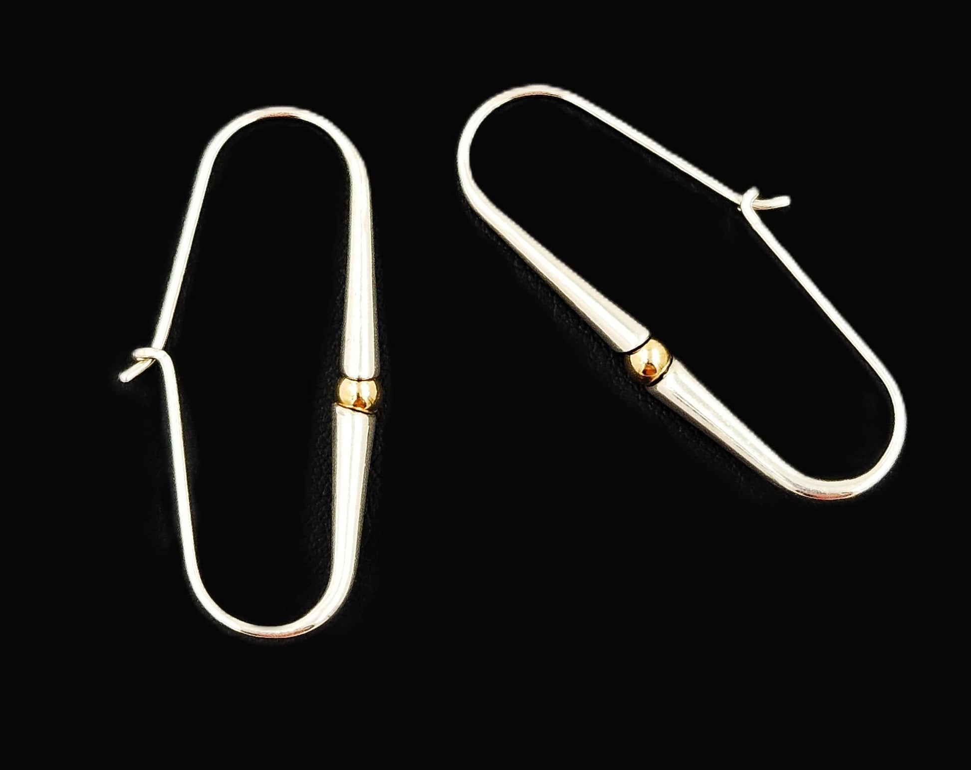 Ed Levin Jewelry Iconic Designer Ed Levin Modernist Sterling + 14K Gold Earrings 1980s