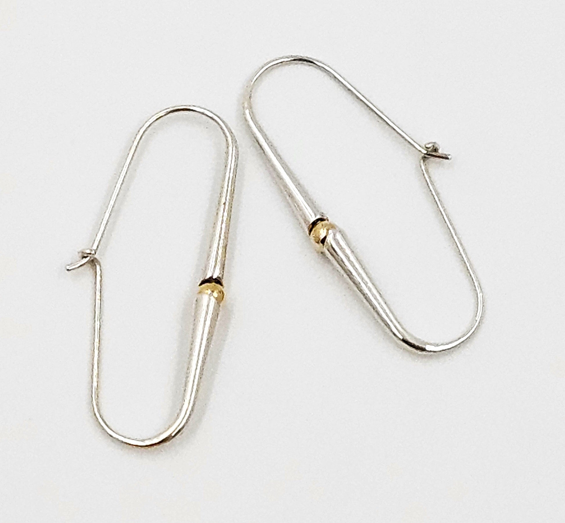 Ed Levin Jewelry Iconic Designer Ed Levin Modernist Sterling + 14K Gold Earrings 1980s