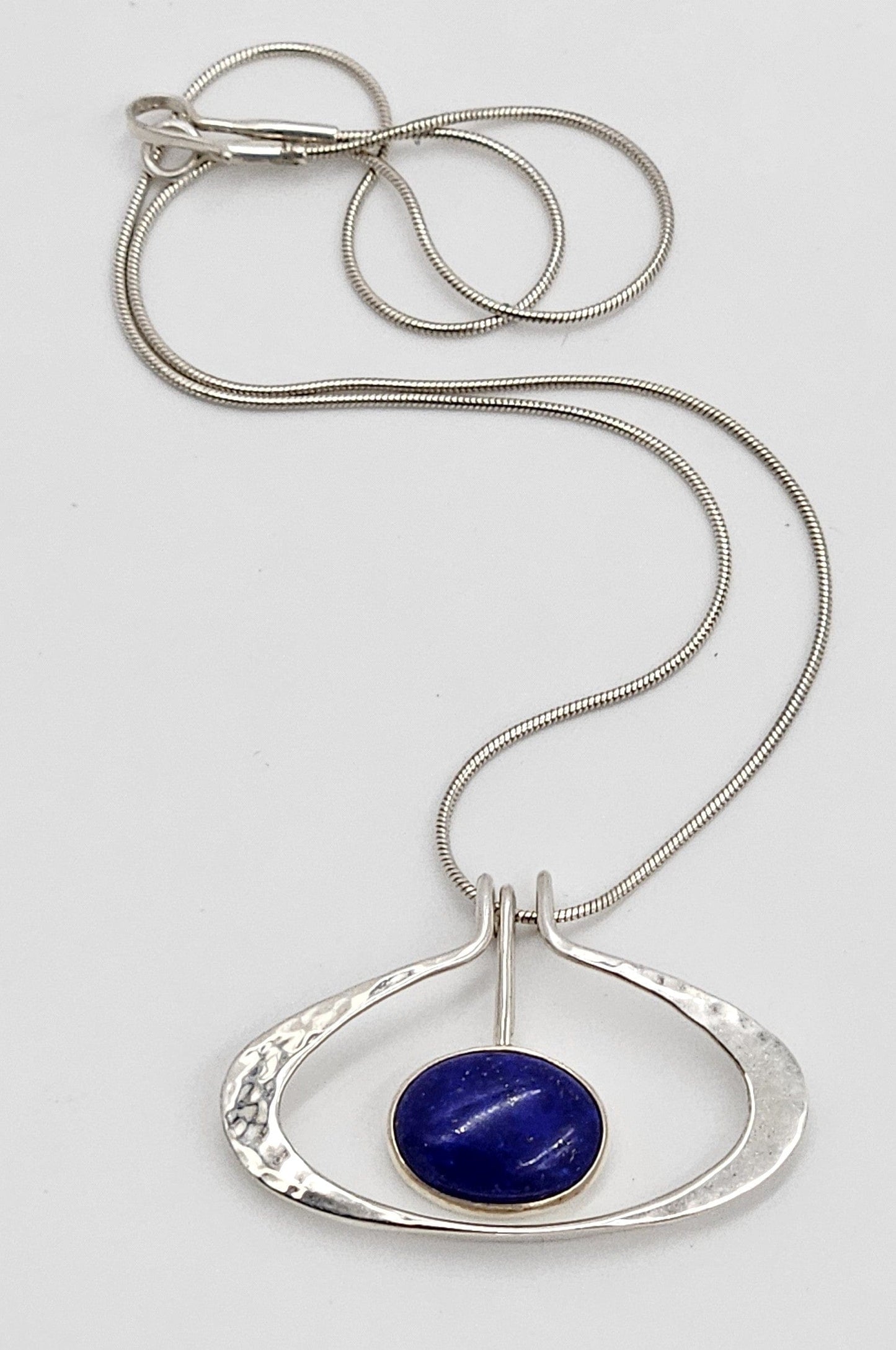 Ed Levin Jewelry Retired Ed Levin Modernist Articulating Sterling & Lapis Lazuli Necklace 1980s
