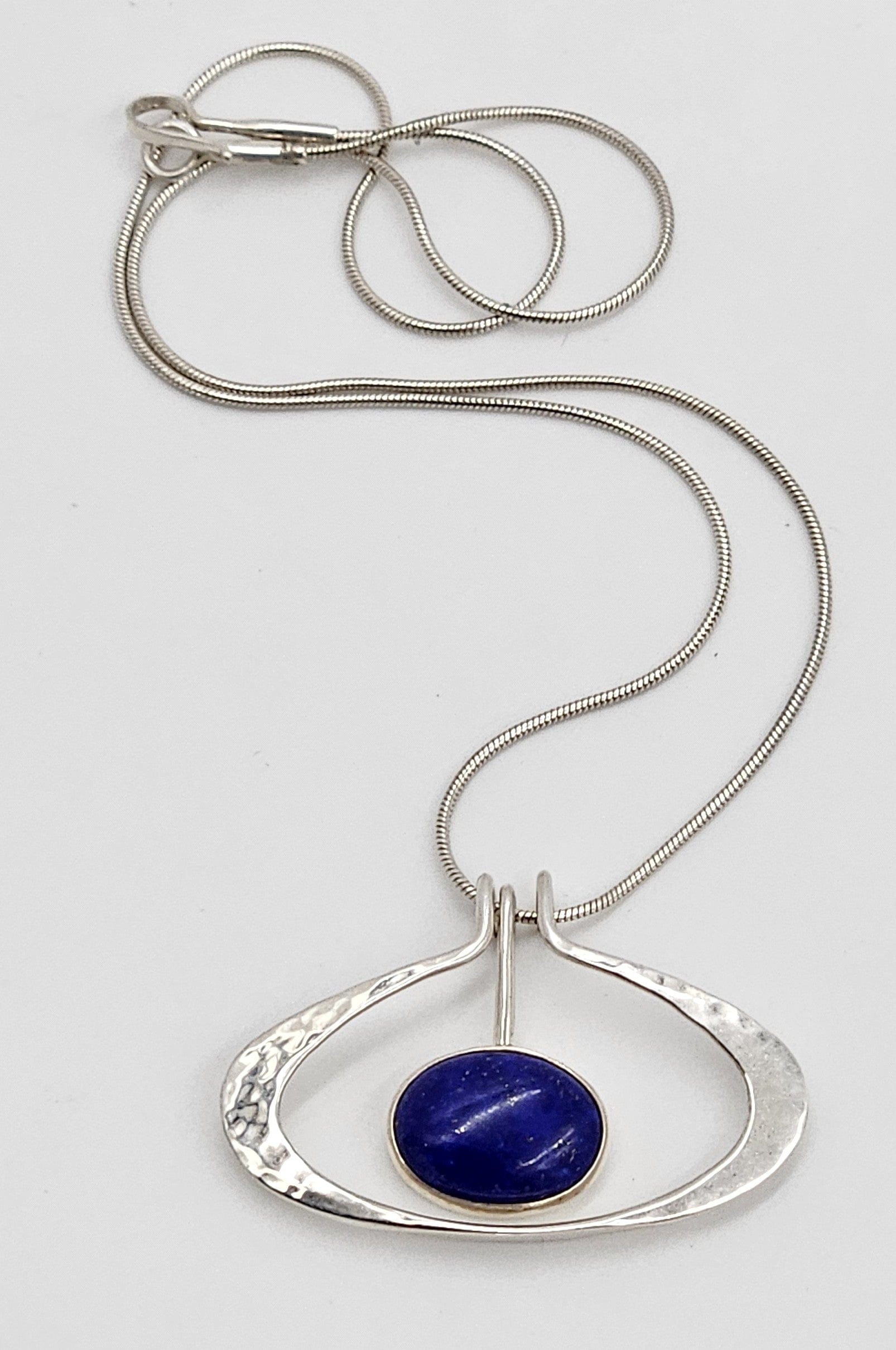 Ed Levin Jewelry Retired Ed Levin Modernist Articulating Sterling & Lapis Lazuli Necklace 1980s