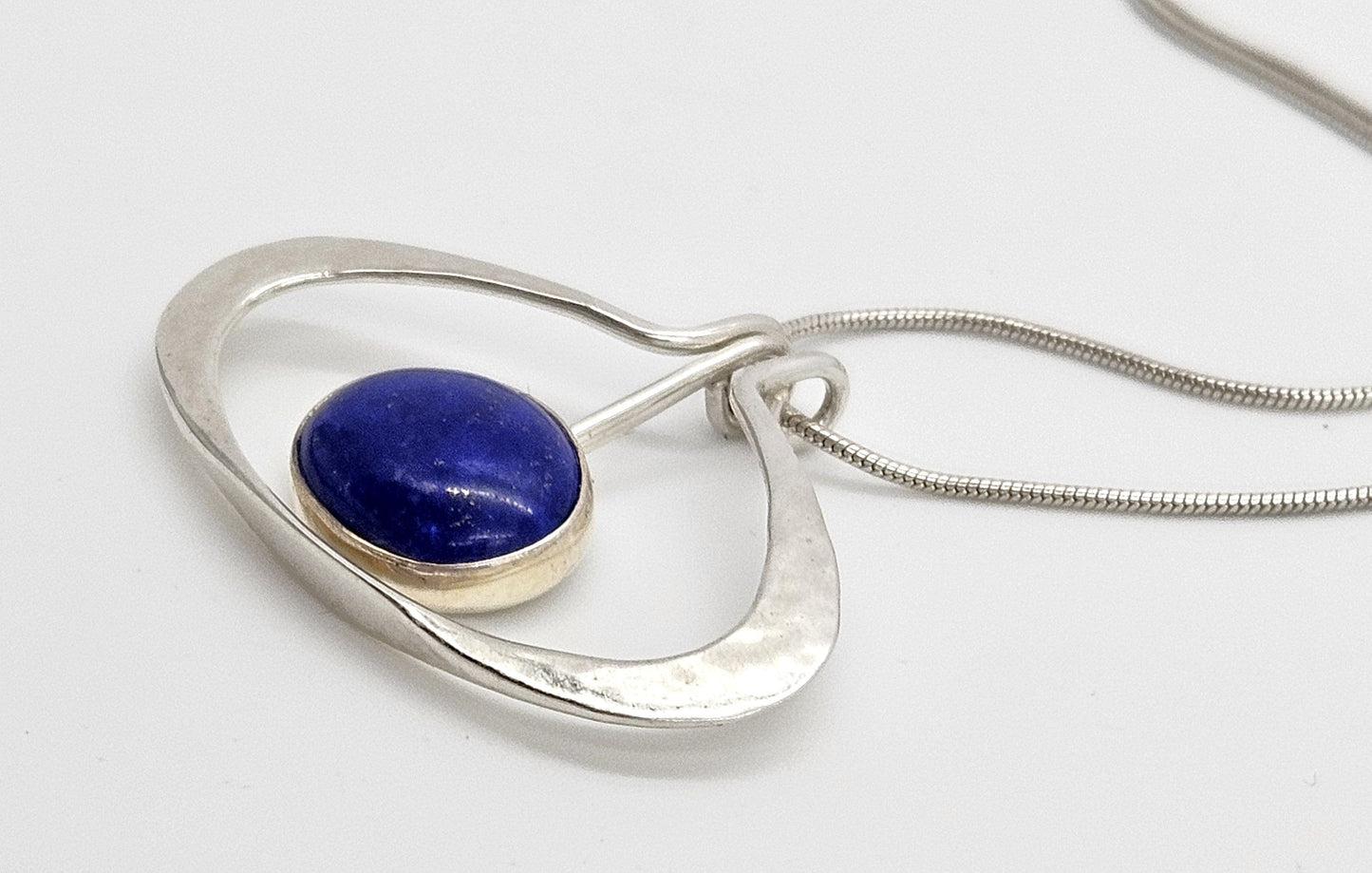 Ed Levin Jewelry Retired Ed Levin Modernist Articulating Sterling & Lapis Lazuli Necklace 1980s
