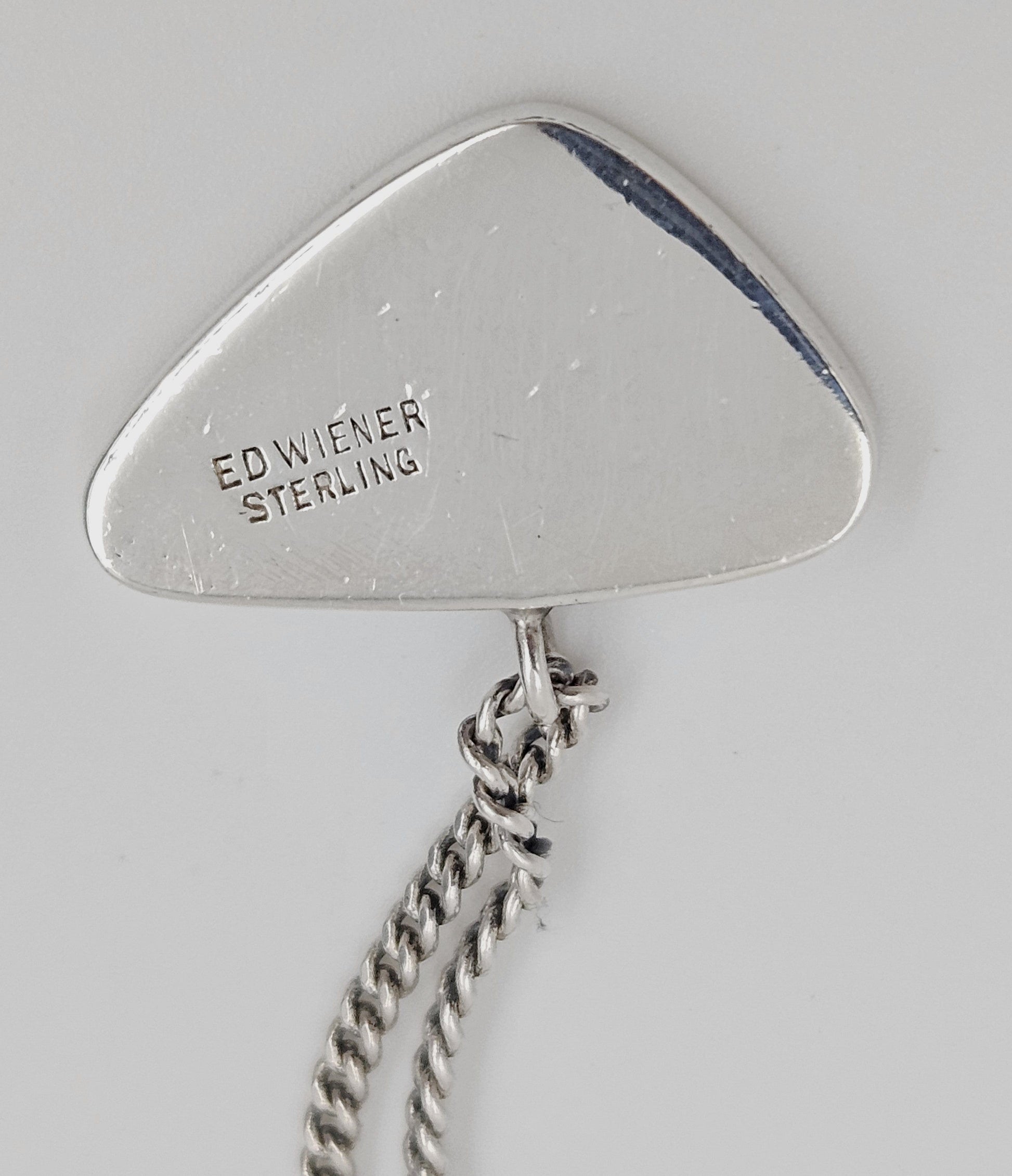 Ed Wiener Jewelry Superb Ed Wiener Sterling & Ebony Wood Modernist Pendant Necklace  C. 1950s