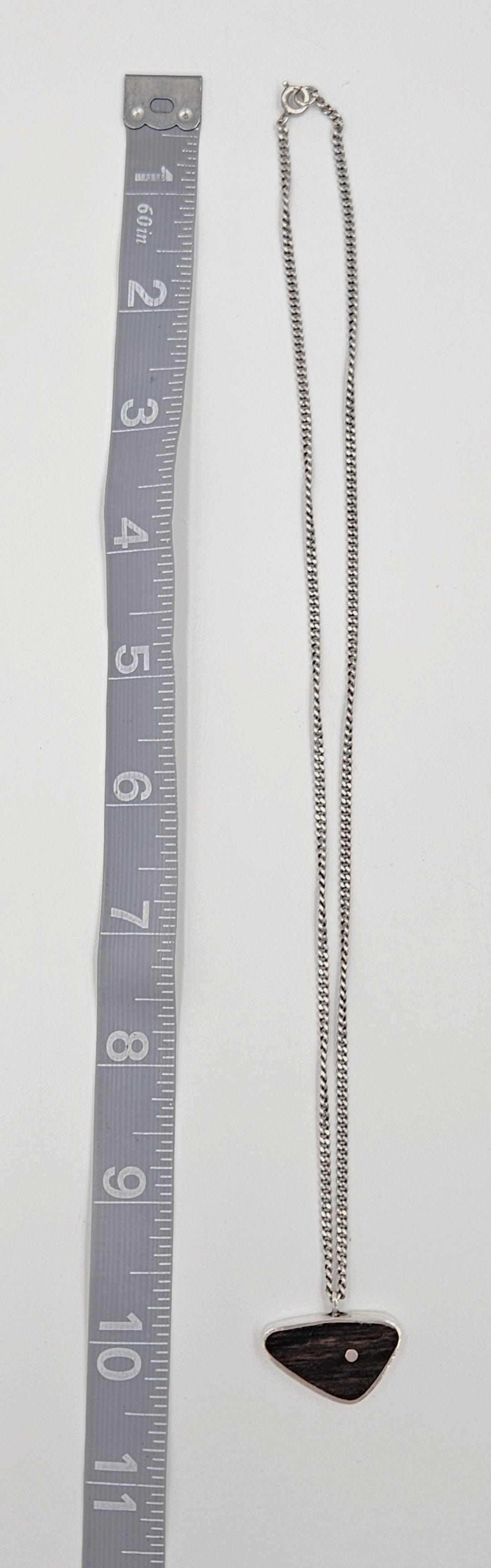 Ed Wiener Jewelry Superb Ed Wiener Sterling & Ebony Wood Modernist Pendant Necklace  C. 1950s