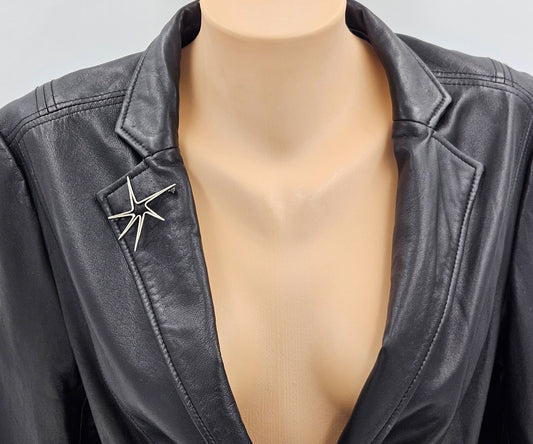 Ed Wiener Jewelry SUPERB Iconic Ed Wiener Modernist Sterling 3D Starburst Brooch Circa 1950s