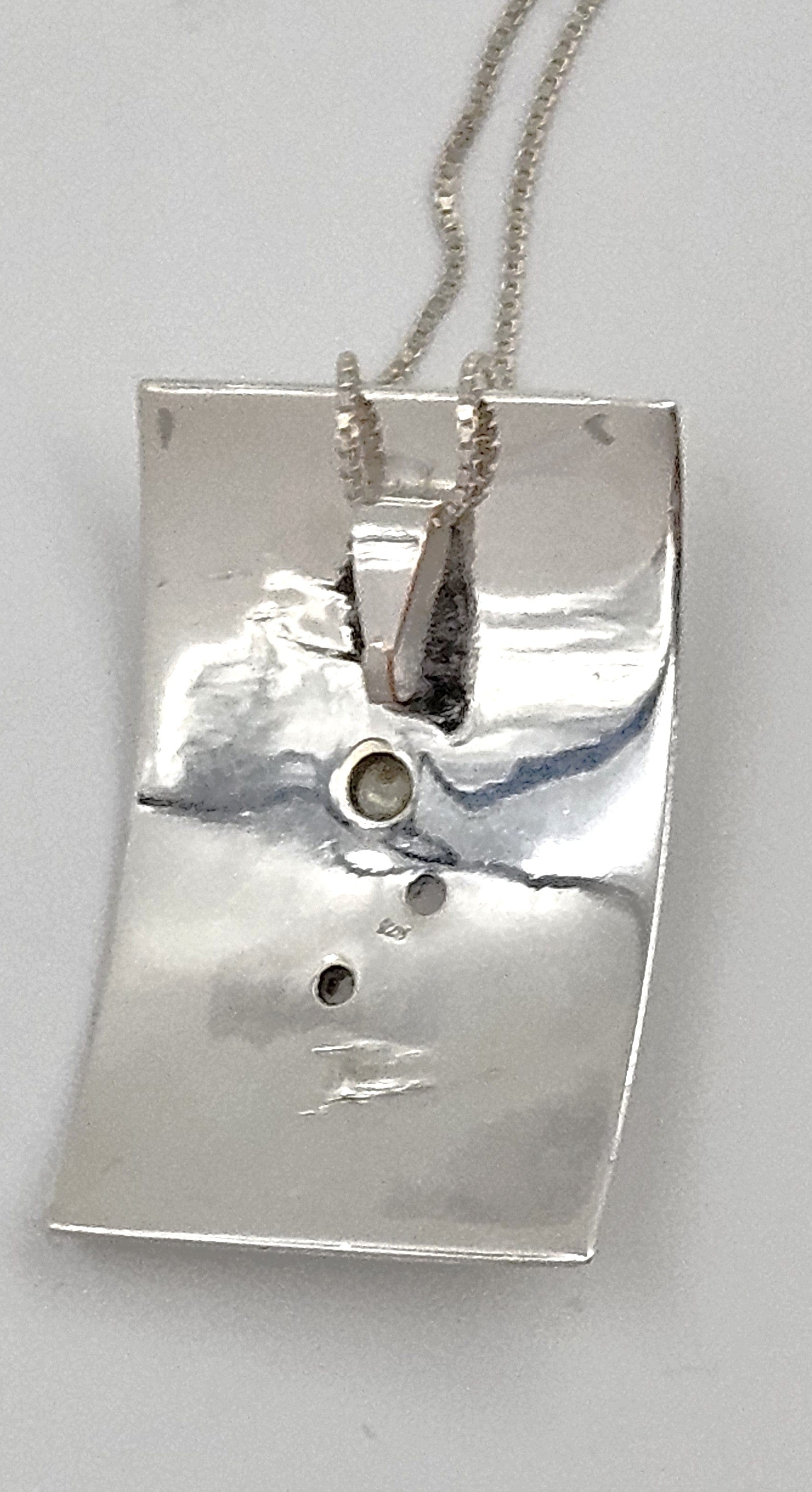 Elizabeth Prior Jewelry Elizabeth Prior Sterling 14K Amethyst Pearls Modernist Pendant Necklace 1990s