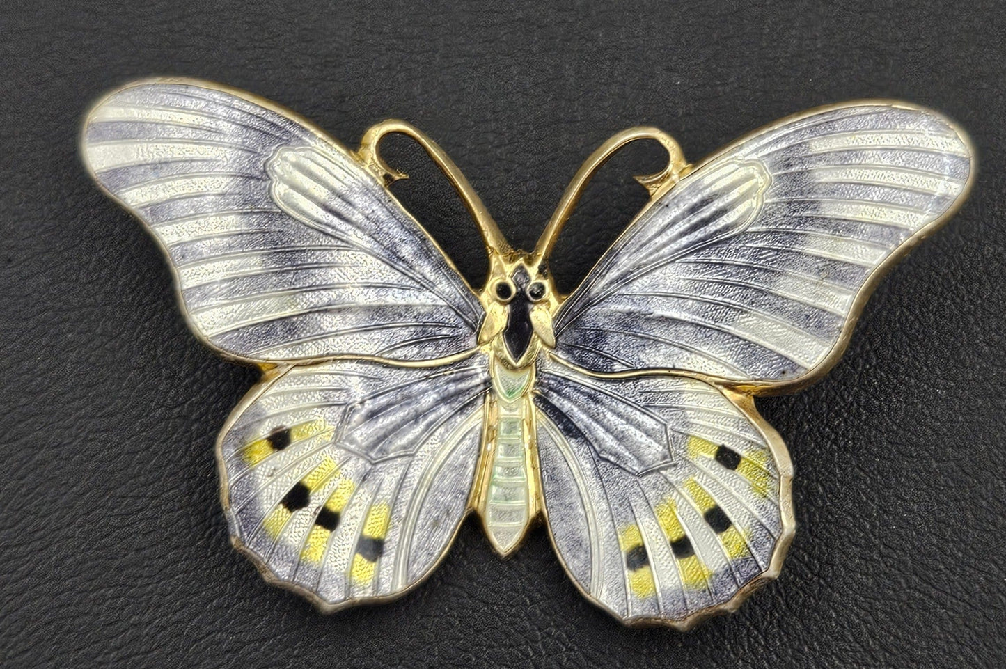 Erik Poul Fenster Jewelry Super Rare Denmark Erik Poul Fenster 925 Enamel Large Butterfly Brooch 1950s