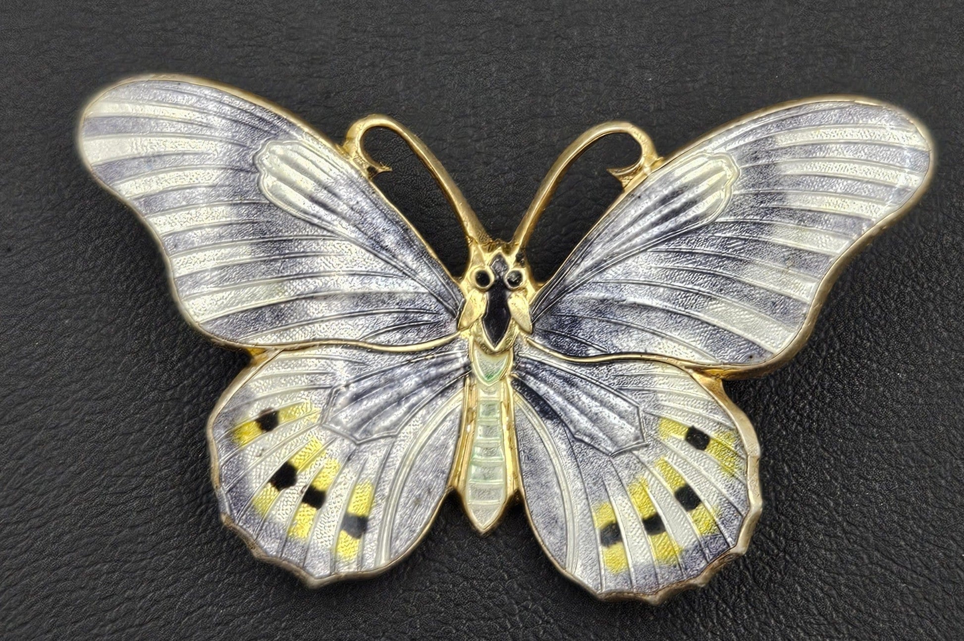 Erik Poul Fenster Jewelry Super Rare Denmark Erik Poul Fenster 925 Enamel Large Butterfly Brooch 1950s