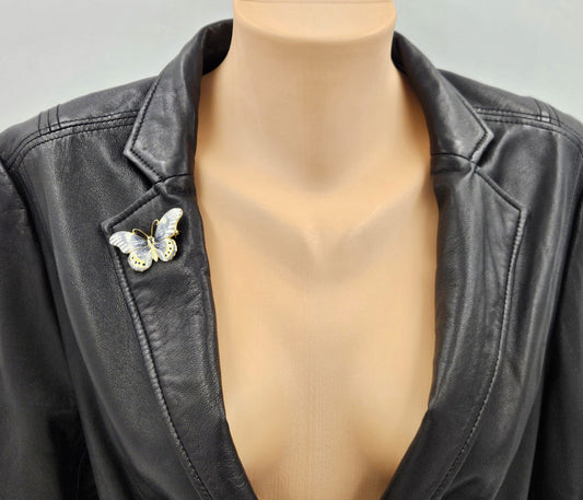 Erik Poul Fenster Jewelry Super Rare Denmark Erik Poul Fenster 925 Enamel Large Butterfly Brooch 1950s
