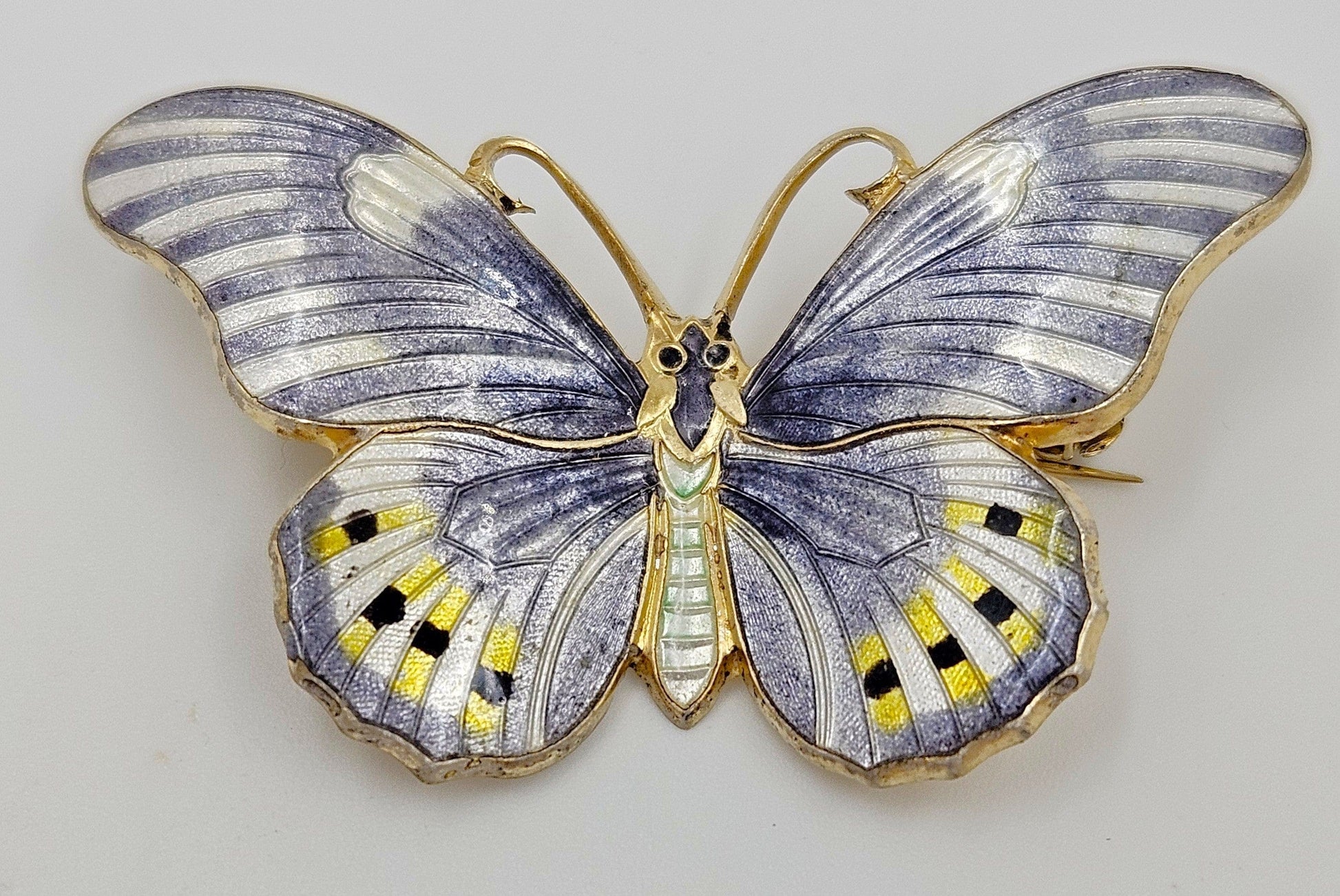 Erik Poul Fenster Jewelry Super Rare Denmark Erik Poul Fenster 925 Enamel Large Butterfly Brooch 1950s
