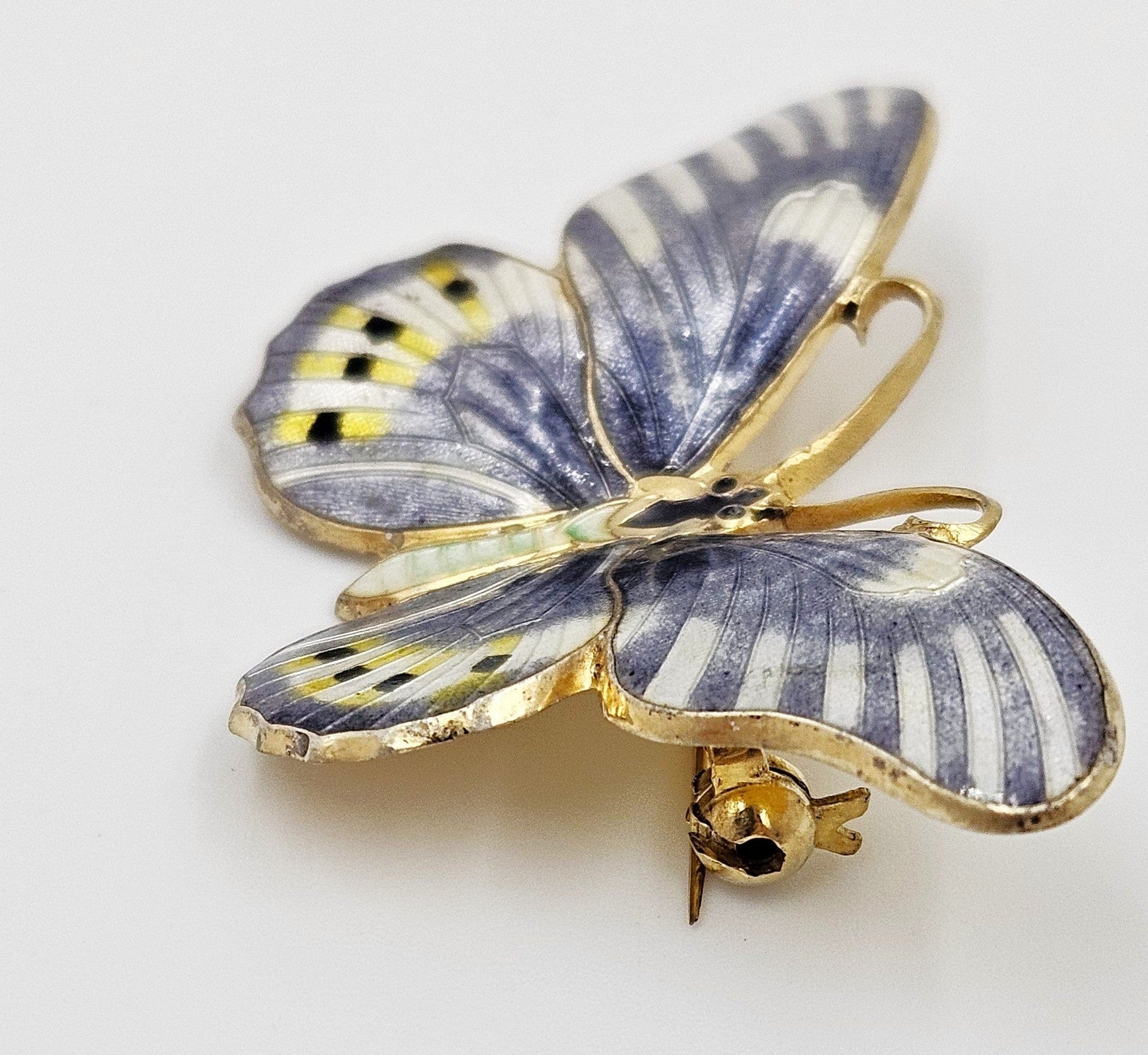 Erik Poul Fenster Jewelry Super Rare Denmark Erik Poul Fenster 925 Enamel Large Butterfly Brooch 1950s