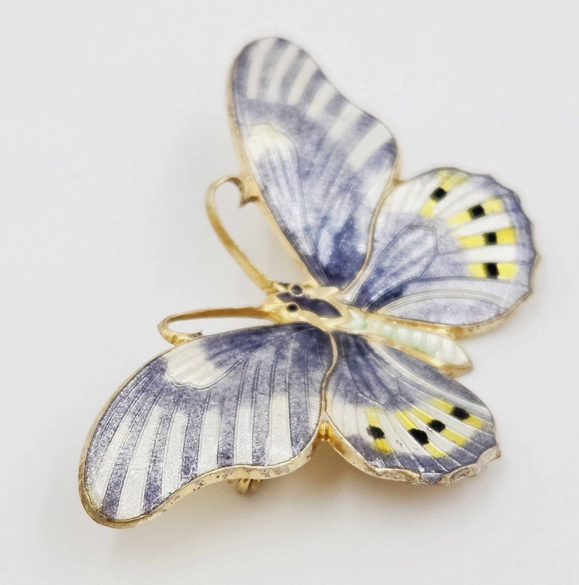 Erik Poul Fenster Jewelry Super Rare Denmark Erik Poul Fenster 925 Enamel Large Butterfly Brooch 1950s