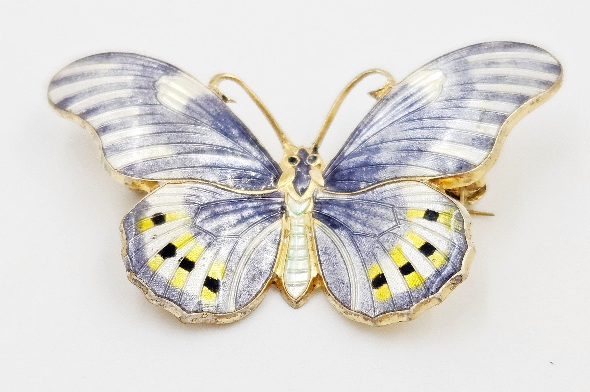 Erik Poul Fenster Jewelry Super Rare Denmark Erik Poul Fenster 925 Enamel Large Butterfly Brooch 1950s