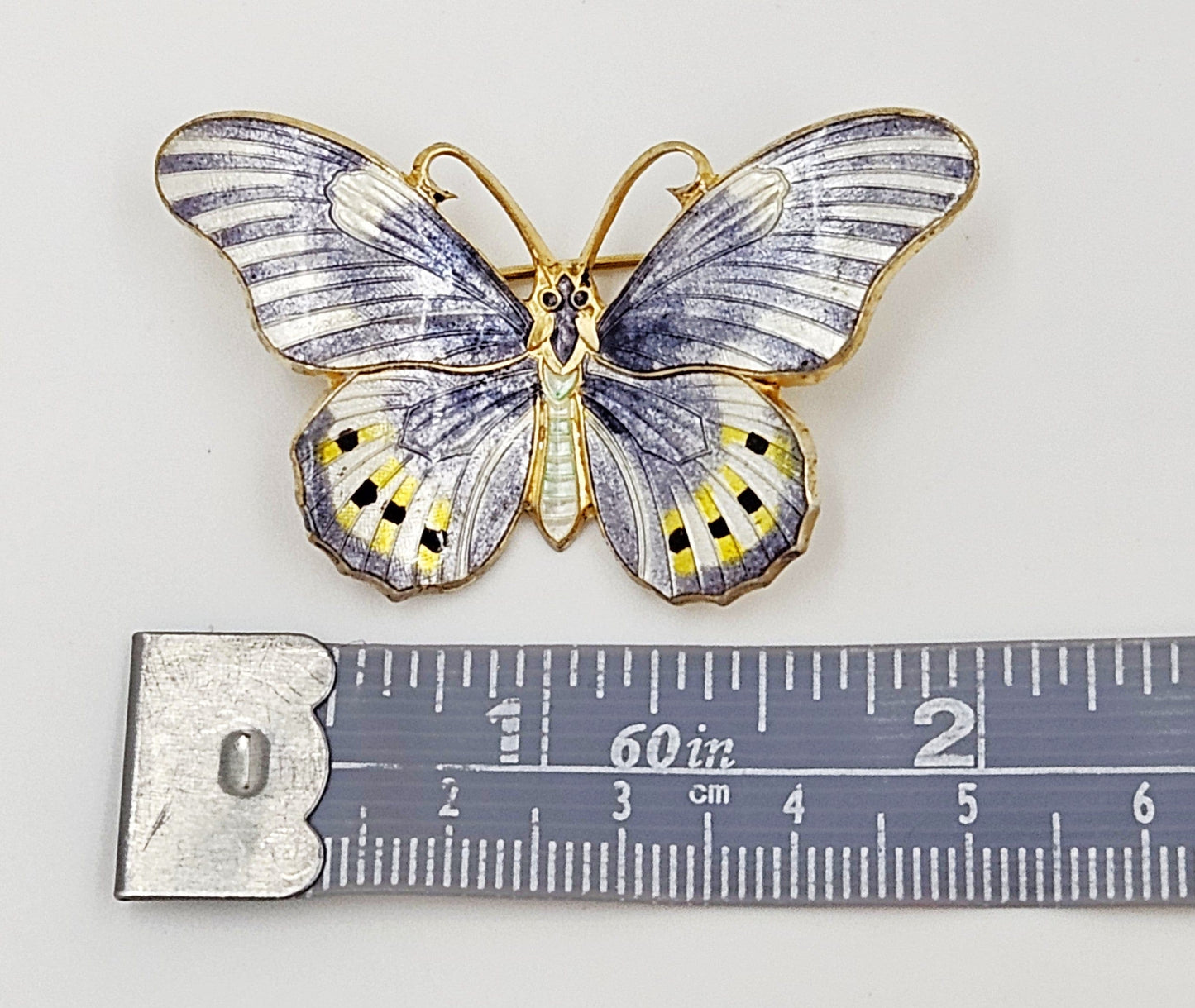 Erik Poul Fenster Jewelry Super Rare Denmark Erik Poul Fenster 925 Enamel Large Butterfly Brooch 1950s