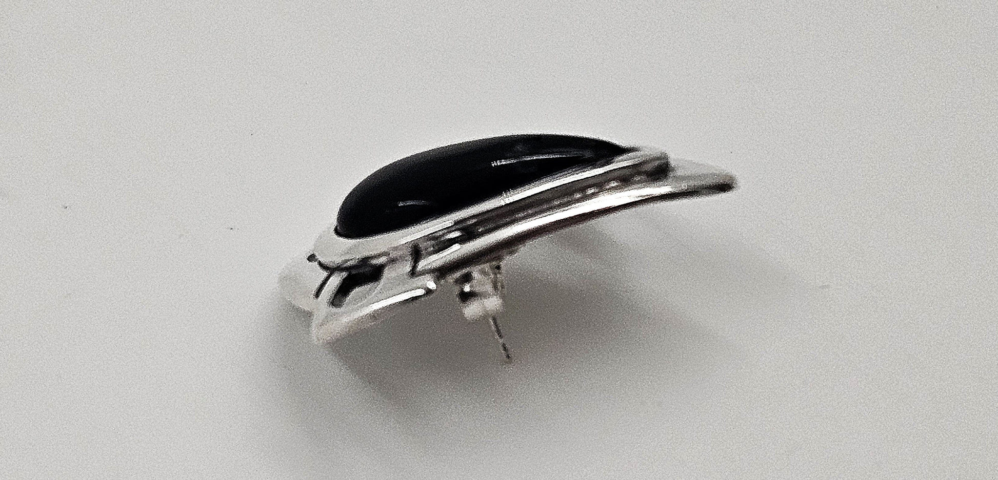 Erika Hult de Corral "Ric" Jewelry Artisan Erika Hult de Corral "Ric" Taxco Sterling Onyx Modernist Earrings 1980s