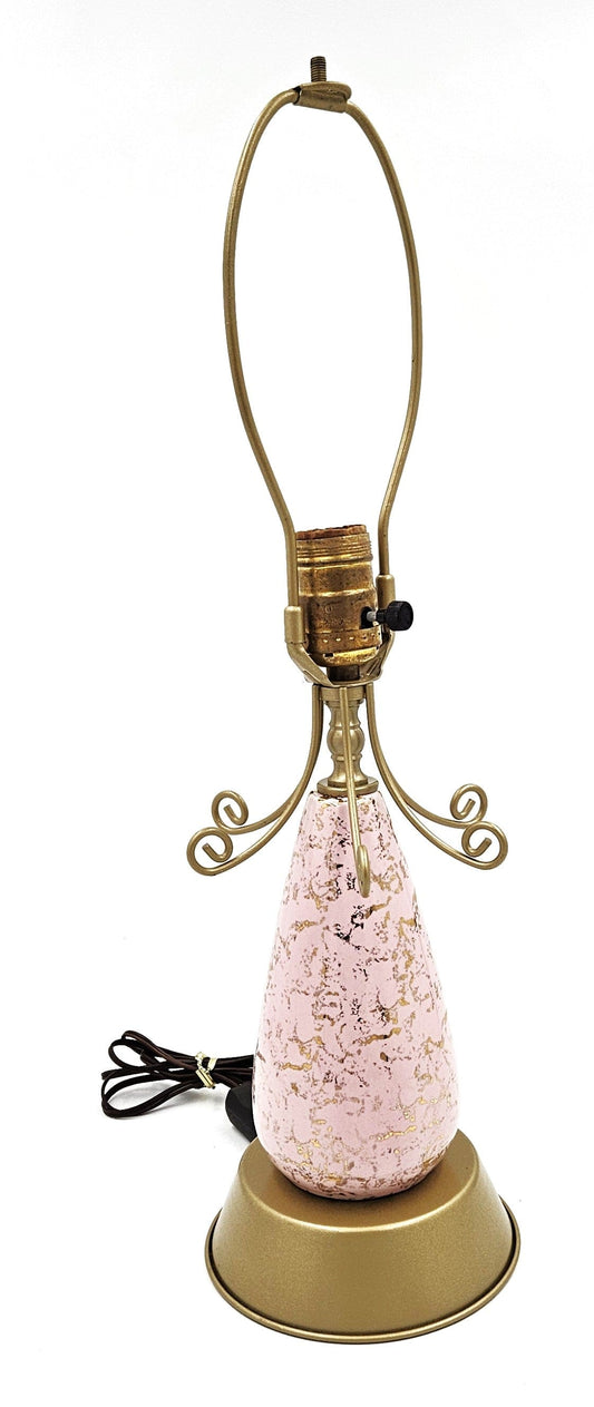 Falkenstein Atomic Lamp Lighting MCM Falkenstein Pink & Gold Retro Atomic Table Lamp w Original Shade